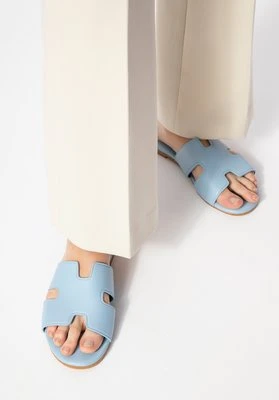 Damskie klapki z ekoskóry niebieskie Wittchen