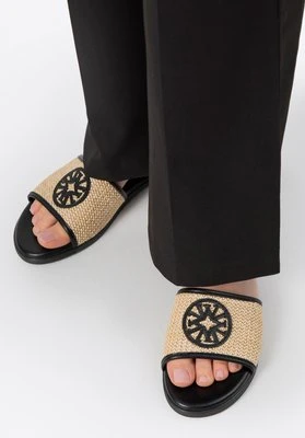 Damskie klapki z plecionej ekoskóry beżowo - czarne Wittchen