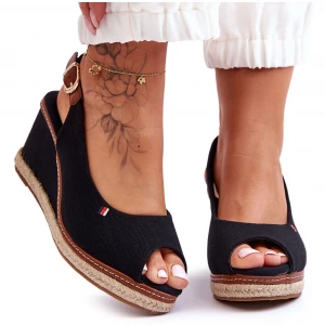 Damskie Klasyczne Sandały Na Koturnie Czarne Katie Inna marka