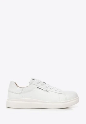 Damskie klasyczne sneakersy na platformie białe Wittchen