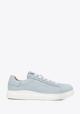 Damskie klasyczne sneakersy na platformie niebieskie Wittchen