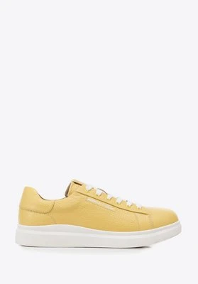 Damskie klasyczne sneakersy na platformie żółte Wittchen