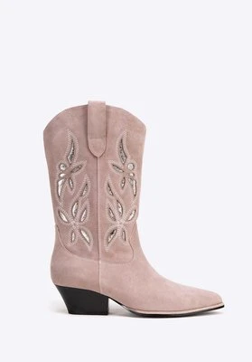 Damskie kowbojki z zamszu wsuwane beżowe Wittchen