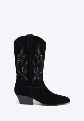 Damskie kowbojki z zamszu wsuwane czarne Wittchen