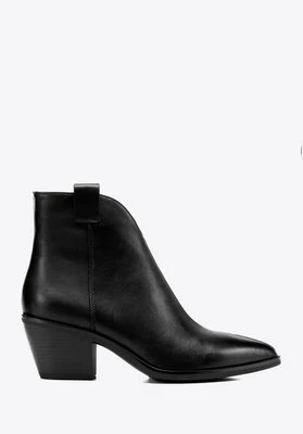 Damskie kowbojki ze skóry naturalnej krótkie czarne Wittchen