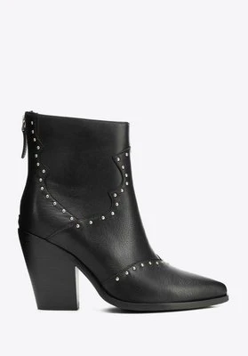 Damskie kowbojki ze skóry naturalnej z dżetami czarne Wittchen