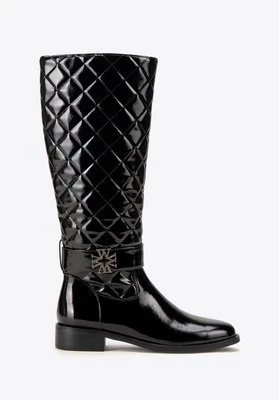 Damskie kozaki skórzane pikowane czarno - srebrne Wittchen