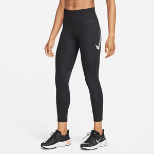 Damskie legginsy 7/8 do biegania ze średnim stanem i kieszeniami Nike Fast - Czerń