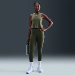 Damskie legginsy 7/8 z wysokim stanem i kieszeniami Nike One - Zieleń