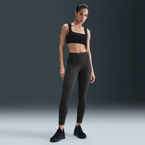 Damskie legginsy 7/8 z wysokim stanem i nadrukiem Nike Zenvy - Czerń