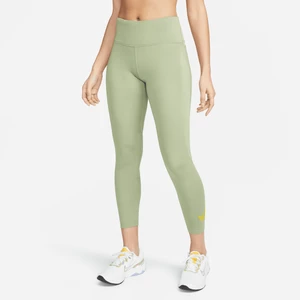 Damskie legginsy 7/8 ze średnim stanem i kieszeniami do biegania Nike Fast - Zieleń