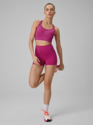 Damskie legginsy krótkie treningowe 4F 4FWSS26TFSTF086 - różowe