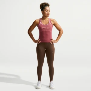 Damskie legginsy o pełnej długości z wysokim stanem Nike One Seamless Front - Brązowy