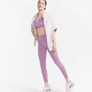Damskie legginsy ze średnim stanem i kieszeniami o długości 7/8 zapewniające mocne wsparcie Nike Go - Fiolet