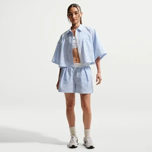Damskie luźne spodenki w paski ze średnim stanem Nike Chill Poplin - Niebieski