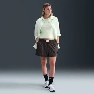 Damskie luźne spodenki w paski ze średnim stanem Nike Sportswear Chill Poplin - Czerń