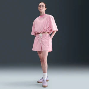 Damskie luźne spodenki w paski ze średnim stanem Nike Sportswear Chill Poplin - Różowy