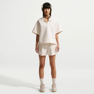 Damskie luźne spodenki ze średnim stanem Nike Pregame Fleece - Biel