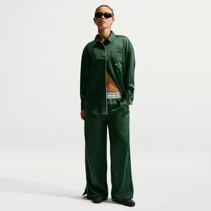 Damskie luźne spodnie satynowe ze średnim stanem Nike - Zieleń