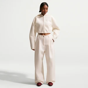 Damskie luźne spodnie ze średnim stanem Nike Pregame Fleece - Biel