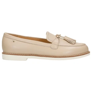 Beżowe mokasyny damskie z chwostami na jasnej podeszwie 46271-54 Wojas