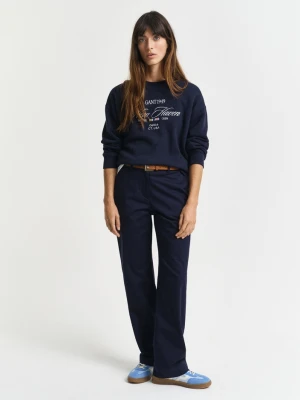 Damskie niebieskie bawełniane chinosy o regularnym kroju GANT