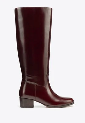 Damskie oficerki ze skóry naturalnej na słupku bordowe Wittchen