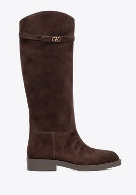 Damskie oficerki ze skóry naturalnej zamszowej brązowe Wittchen