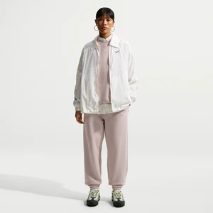 Damskie oversizowe spodnie z wysokim stanem i ściągaczami Nike Studio Fleece Medium Weight - Brązowy