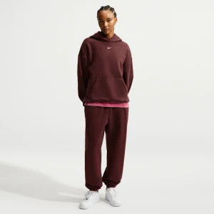 Damskie oversizowe spodnie z wysokim stanem i ściągaczami Nike Studio Fleece Medium Weight - Fiolet