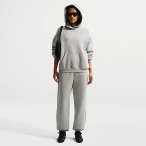 Damskie oversizowe spodnie z wysokim stanem i ściągaczami Nike Studio Fleece Medium Weight - Szary