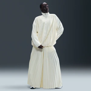 Damskie plisowane spodnie dresowe ze średnim stanem Nike Collection - Biel