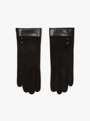Damskie rękawiczki czarne ze wstawką z ekologicznej skóry Moodo