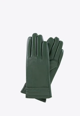 Damskie rękawiczki ocieplane ze skóry zielone Wittchen