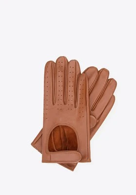 Damskie rękawiczki samochodowe skórzane brązowe Wittchen