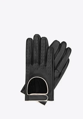 Damskie rękawiczki samochodowe skórzane czarne Wittchen