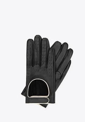 Damskie rękawiczki samochodowe skórzane czarne Wittchen