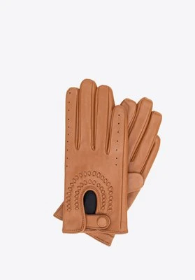 Damskie rękawiczki samochodowe ze skóry naturalnej brązowe Wittchen