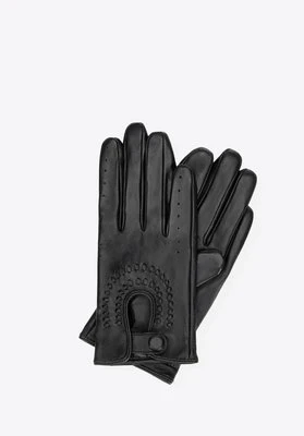 Damskie rękawiczki samochodowe ze skóry naturalnej czarne Wittchen