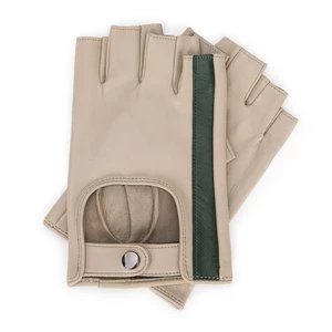Damskie rękawiczki skórzane bez palców z ozdobnym paskiem beżowo-zielony Wittchen