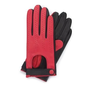 Damskie rękawiczki skórzane dwukolorowe czerwono-czarne Wittchen