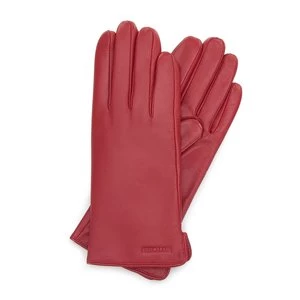 Damskie rękawiczki skórzane gładkie czerwone Wittchen