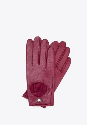 Damskie rękawiczki skórzane samochodowe klasyczne karminowe Wittchen