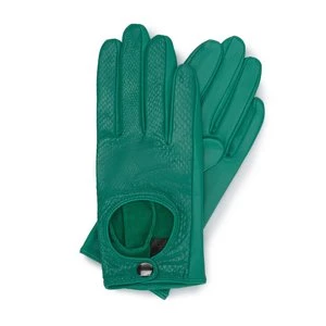 Damskie rękawiczki skórzane samochodowe klasyczne zielone Wittchen