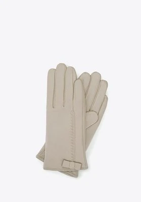 Damskie rękawiczki skórzane z kokardką Wittchen