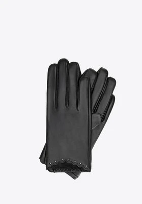 Damskie rękawiczki skórzane z nitami czarne Wittchen