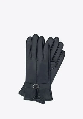 Damskie rękawiczki skórzane z wycięciem i klamerką czarne Wittchen