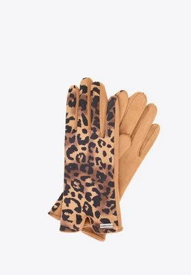 Damskie rękawiczki w panterkę brązowe Wittchen