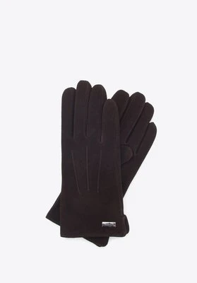 Damskie rękawiczki welurowe ciemny brąz Wittchen