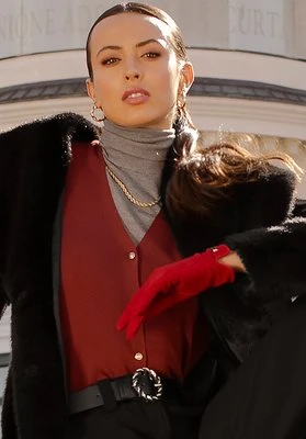 Damskie rękawiczki welurowe ciemny czerwone Wittchen